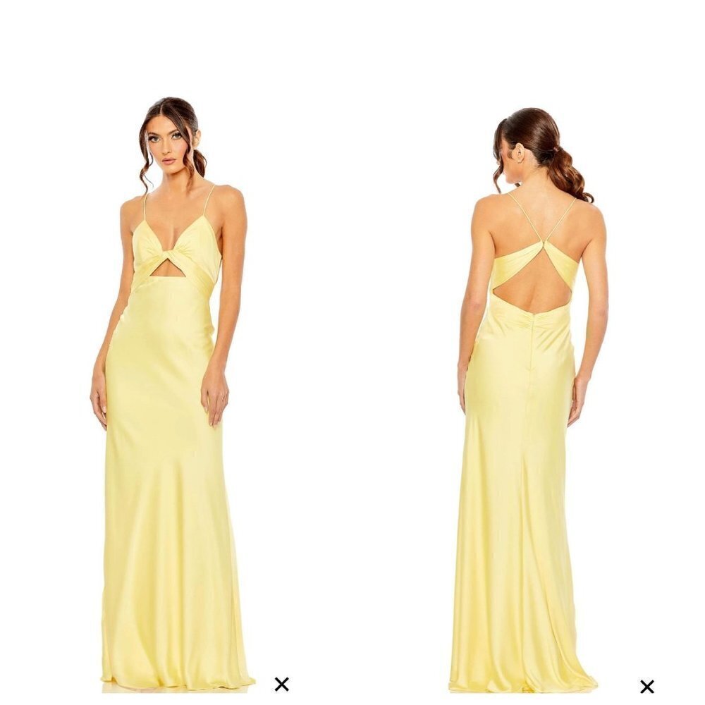 Ieena for Mac Duggal Twist Front Gown Yellow Womens Size 14
